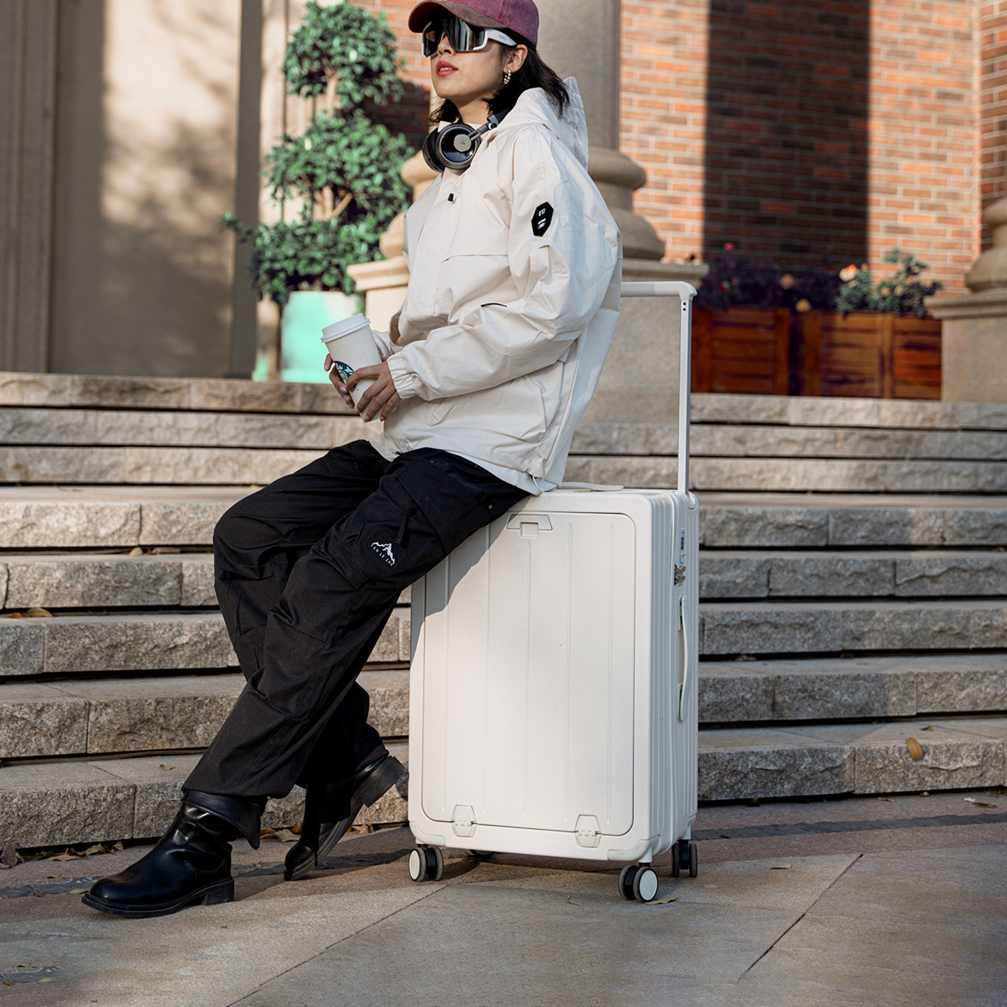 袋鼠前开口行李箱可上飞机20寸登机箱女结实耐用可坐人拉杆旅行24