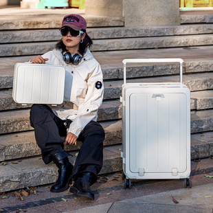袋鼠子母行李箱前开口女24寸结实耐用拉杆旅行密码皮箱子侧开盖男