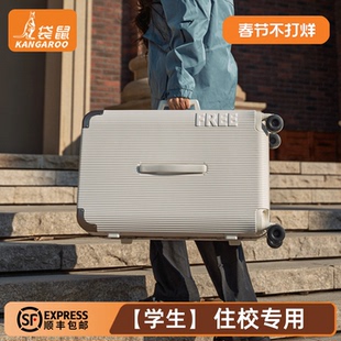 袋鼠高颜值22寸行李箱纯pc材质静音万向轮加厚耐用26密码拉杆皮箱