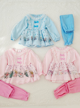 日单PRIN家&迪家联名家居服套装秋季新款女童公主套装甜美可爱