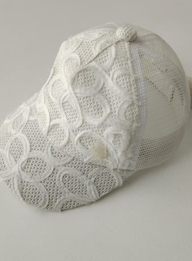 纯原日单白色蕾丝网眼鸭舌帽夏季薄款儿童棒球帽防晒遮阳透气