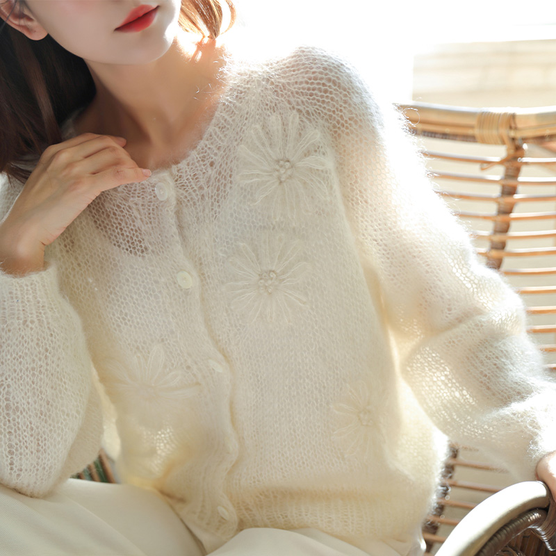 毛儿手作 小雏菊女士开衫材料包 棒针手工毛线编织diy制作 风影