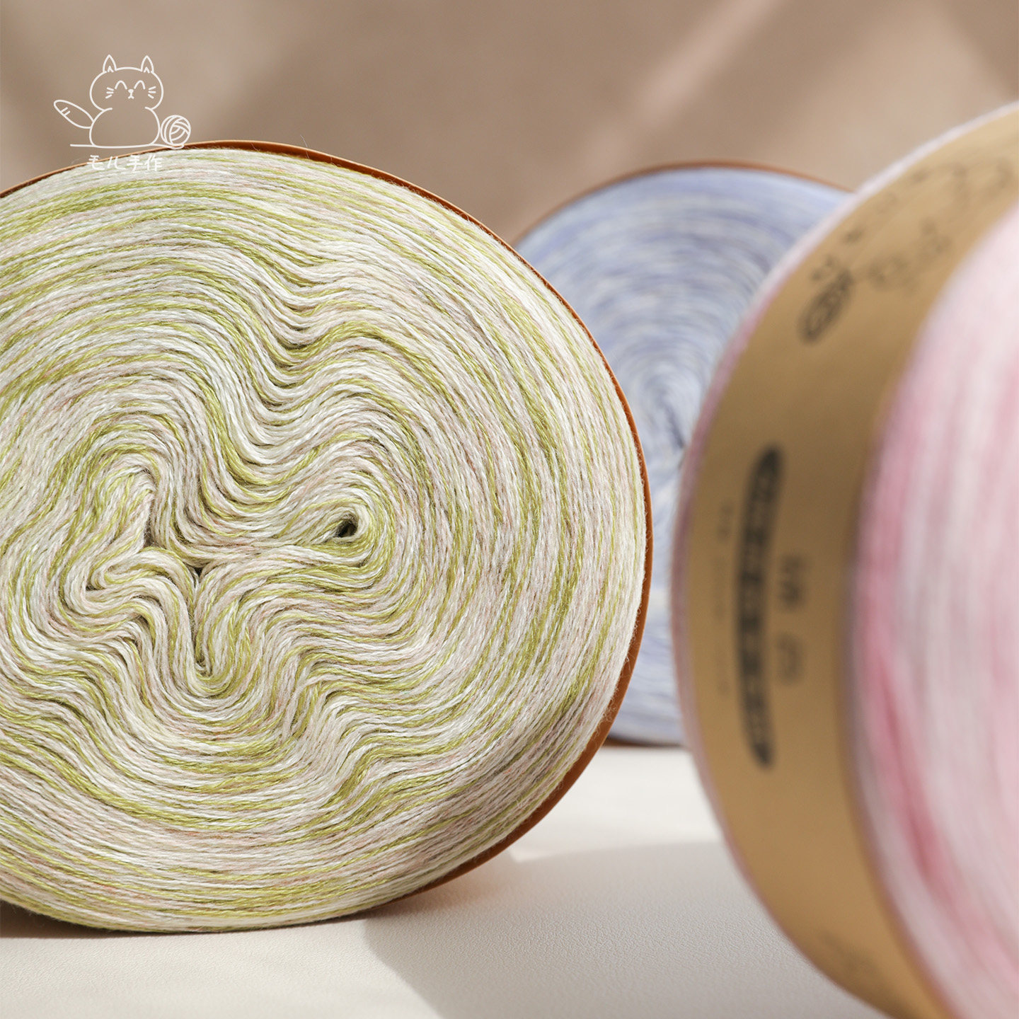 毛儿手作 锦色 4股混色羊毛绒 200g大团段染色毛线球 手工编织线