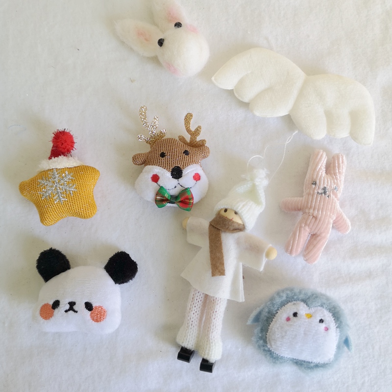 圣诞节小挂件星星圣诞树天使娃娃雪橇木质羊毛毡公仔玩偶迷你摆件