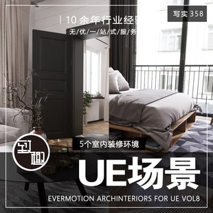UE5虚幻5_5套室内酒店公寓样板间精装修cg游戏场景资产_写实358