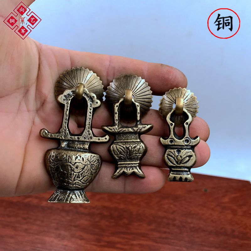 中式仿古纯铜拉环家具柜门圆环扣手简约铜环抽屉中药柜拉手小把手