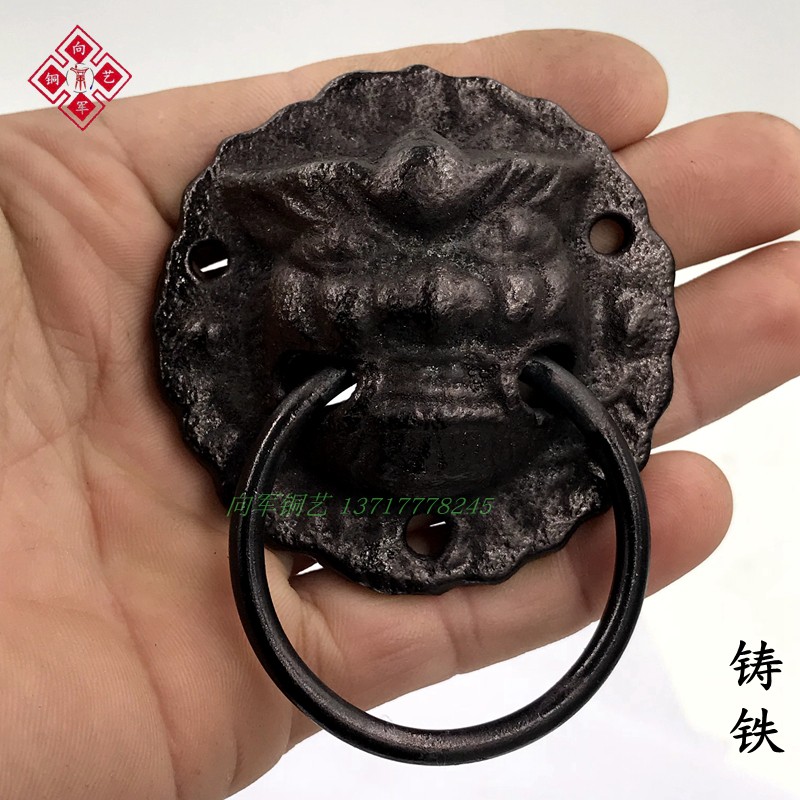 中式仿古纯铜大门拉手复古门钹拉环圆形把手狮子头铁兽头门环铜配
