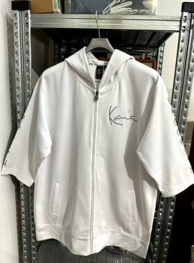 日本订单日版刺绣logo速干中袖连帽卫衣 2XL 胸围120 长度79
