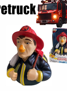 橡皮鸭PVC鸭子仿真鸭美版消防员鸭手办玩具摆件桌面动物模型洗澡