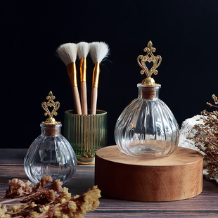 趣乐家复古怀旧铁艺玻璃装饰器皿收纳瓶小器物桌台摆件香氛精油瓶