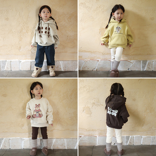 CHAO级韩！韩国儿童2026春装新款男女童宝宝纯棉厚卫衣连帽衫