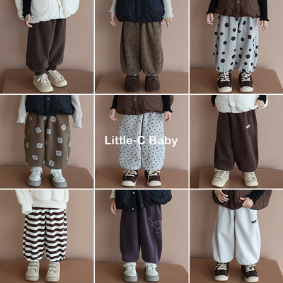 实用基础百搭！韩国儿童2025秋冬新款卫裤宝宝洋气纯棉裤子宽松