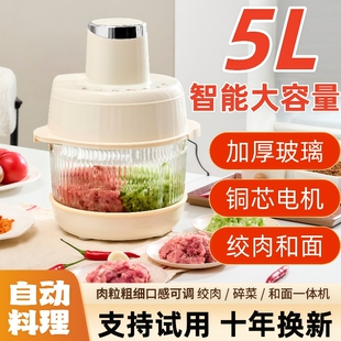智能5L大容量绞肉机和面一体机家用全自动碎肉机加厚玻璃德国 正品
