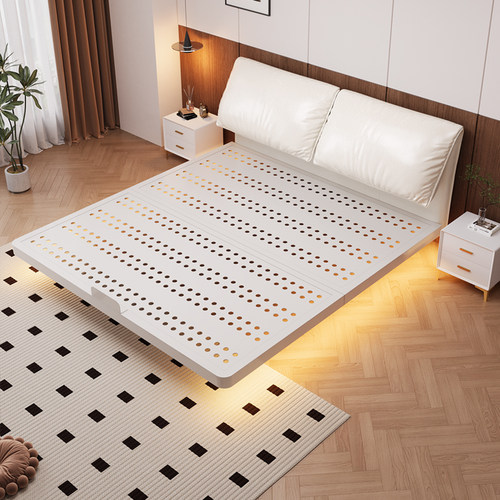 悬浮床双人床卧室家用碳素钢架单人洞洞板可升降真皮软包铁艺床