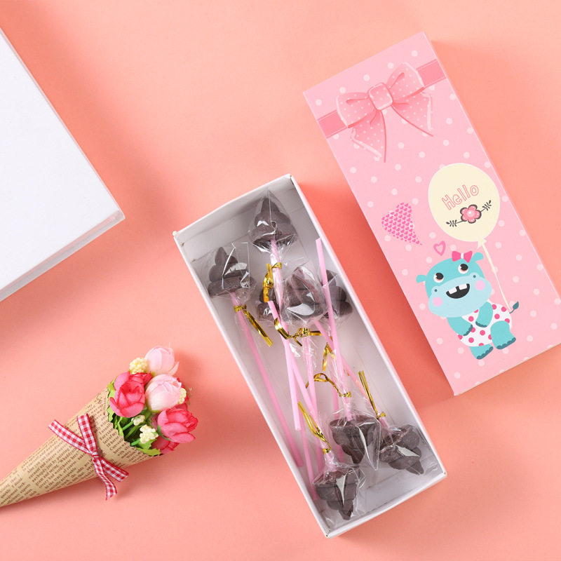 造型巧克力10g巧克力棒棒糖网红礼物盒装8只情人节糖礼盒装年货整