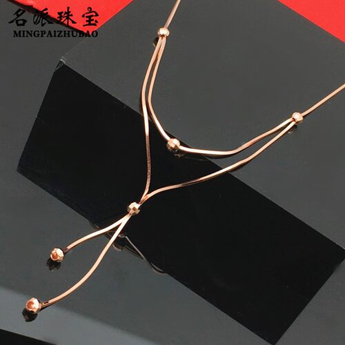 俄罗斯585紫金蛇骨套链女彩金
