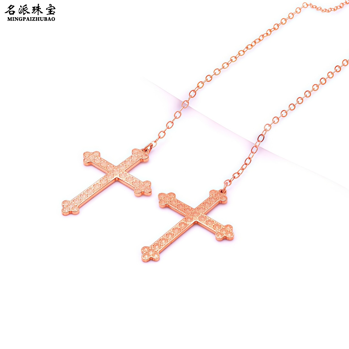 俄罗斯585彩金满天星十字架耳线