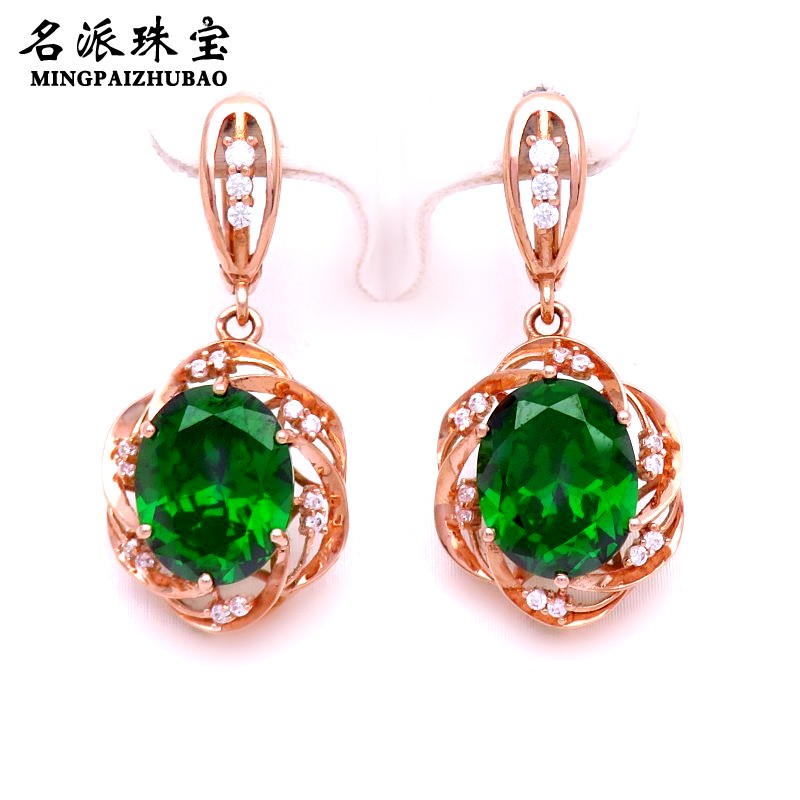 14K彩金俄罗斯玫瑰金宝石耳环