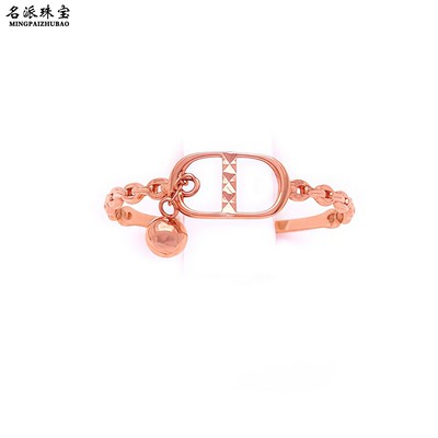 俄罗斯585彩金光面珠子灵动戒指