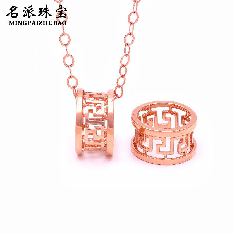 名派珠宝纯14K彩金俄罗斯玫瑰金时尚精美罗马文转运珠个性吊坠女