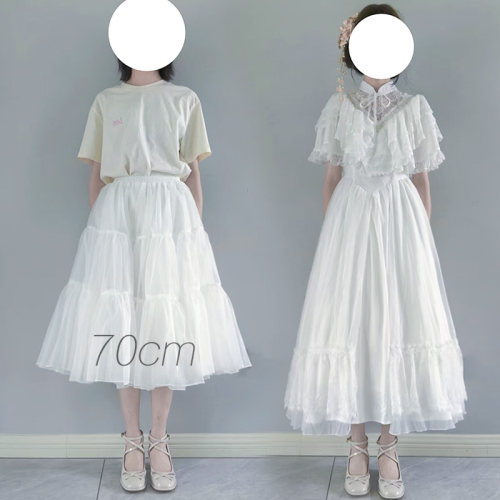 裙撑Lolita日常微蓬长款长裙撑jk轻lo裙撑洛丽塔衬裙70cm无骨纱撑