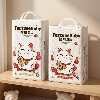 正品招财贝比猫婴儿纸尿裤尿不湿尿片男女宝宝拉拉裤学步裤柔软薄
