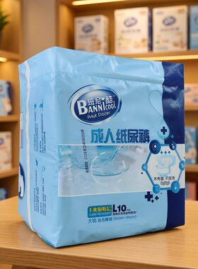 【2包立减】班尼酷成人纸尿裤大码加大码L10XL10老人产妇尿不湿男