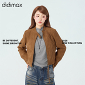 新款 麂皮立领正肩短款 外套 didimax春季 修身 夹克机车服女C37290