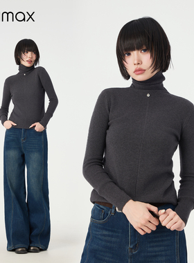 didimax冬季新款白色高领针织衫打底衫 女长袖上衣内搭纯色W46403