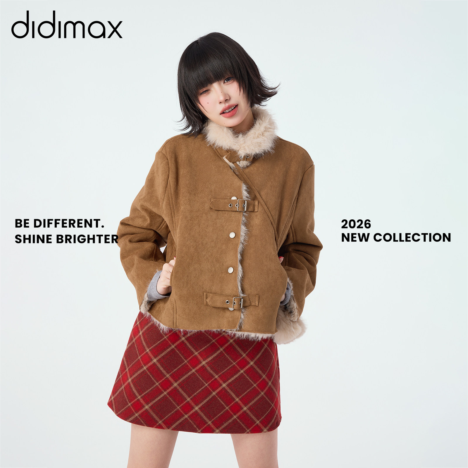 didimax春季新款立领毛绒麂皮外套 咖色复古甜酷风大衣女W37156,女装/女士精品,短外套,淘宝优惠券,粉丝福利购,淘宝优惠卷