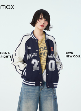 didimax春季新款藏青色米白色棒球服  经典短外套女 C37400