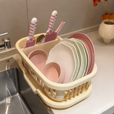 多巴胺厨房沥水架碗盘水槽置物架台面碗筷沥水多功能分区收纳盒