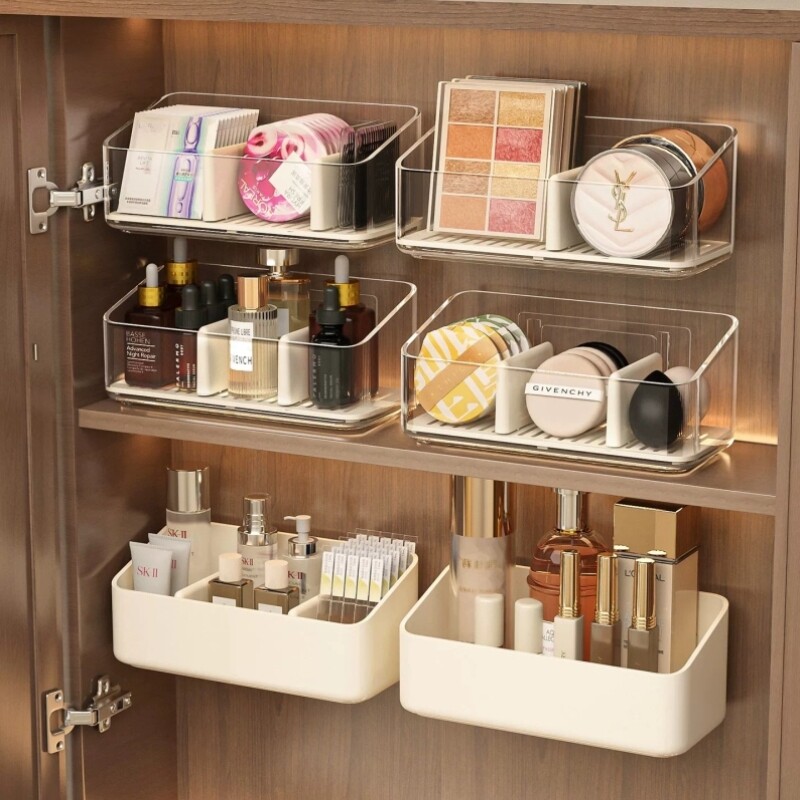 镜柜收纳盒壁挂浴室柜门内口红面膜分格整理盒卫生间化妆品置物架
