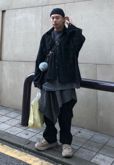 韩网代购腰部系带不规则裤子裙摆