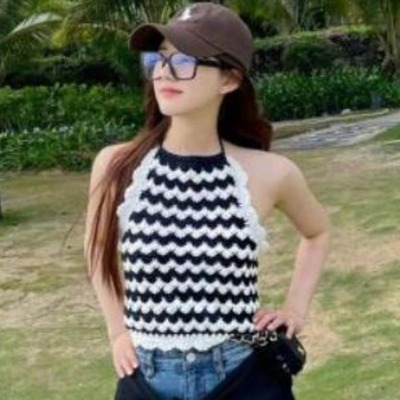 甜辣jazz上衣背心赵露思同款黑白格纹露脐辣外爵士舞短款吊带女