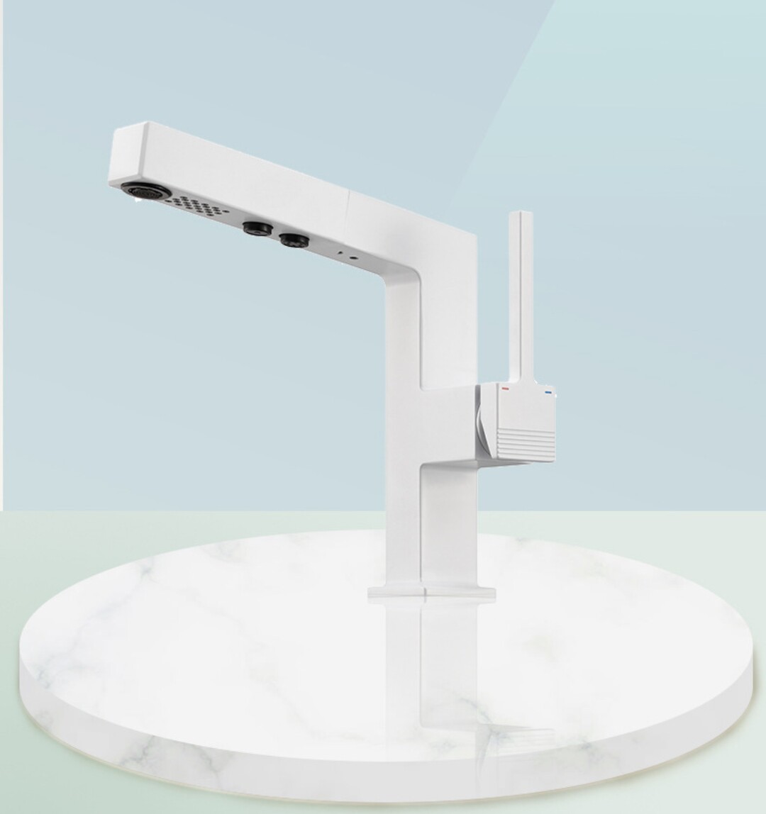 新款全铜抽拉脸盆洗脸台浴室柜室洗手池面盆单把单孔冷混水水龙头