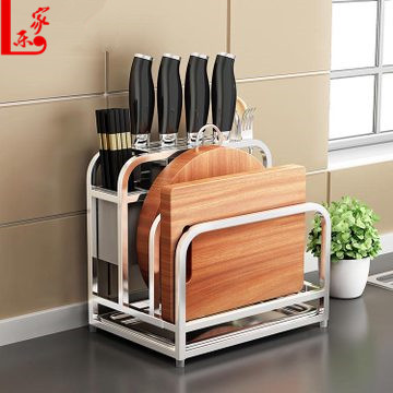 新款304不锈钢刀架置物架厨房收纳用品菜板架可调节双砧板架黑色