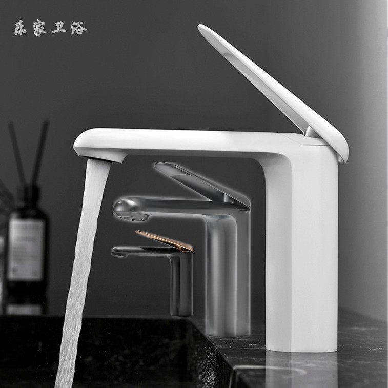 跨境外贸全铜彩色面盆龙头冷热洗脸盆奶白色台上盆卫生间浴水龙头