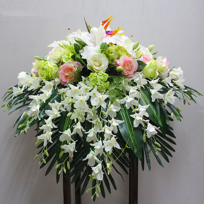 高端演讲台花艺仿真花会议桌花商务用花摆花主席台悬挂下垂装饰花