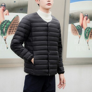 圆领V领轻薄羽绒服男无领羽绒内胆保暖内穿超轻便超薄款男款外套