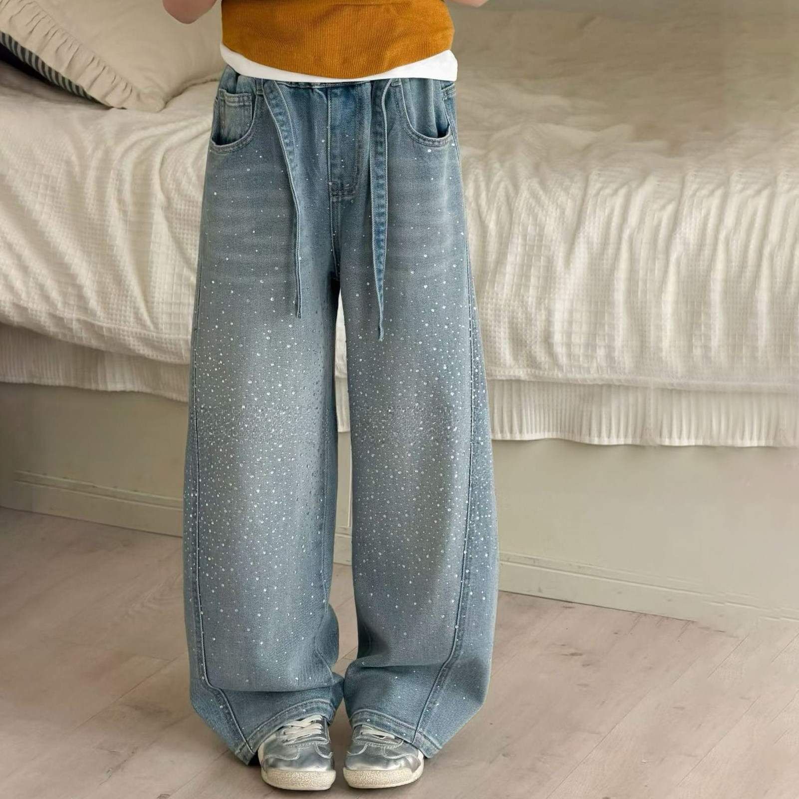 女童时尚烫钻休闲裤2026春季新款韩版儿童洋气百搭牛仔裤中大童潮,童装/婴儿装/亲子装,儿童牛仔裤,淘宝优惠券,粉丝福利购,淘宝优惠卷