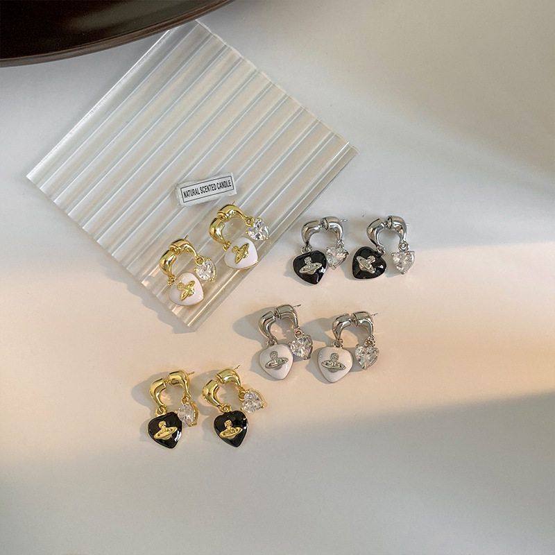 新款时尚土星心形爱心高级设计感简约画油甜酷冷淡小众前后两戴女,饰品/流行首饰/时尚饰品新,耳环,淘宝优惠券,粉丝福利购,淘宝优惠卷