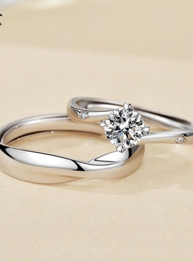 s925纯银镶嵌闪耀莫比乌斯情侣戒指一对经典款时尚男女对戒送女友