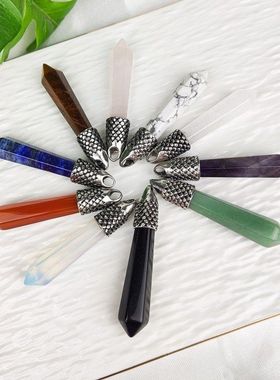 蛇紫水晶柱挂坠六角坠子复古天然