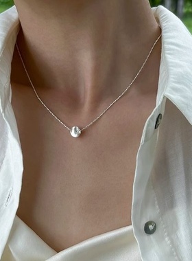 赛伊娜意大利波光粼粼链条锁骨链S925纯银清冷感拉丝猫眼珠项链女