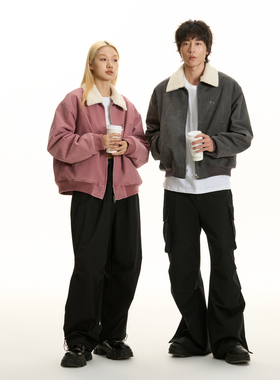 TGNS潮牌仿羊羔毛内里夹克男女美式复古街头cleanfit休闲工装外套