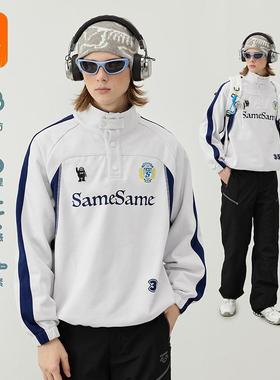 MYSAMESAME十字挡风立领拼接撞色印花刺绣卫衣宽松美式复古外套