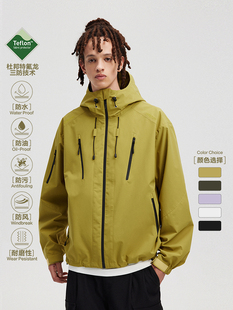 BONELESS杜邦三防连帽冲锋衣户外休闲纯色春秋夹克美式休闲外套