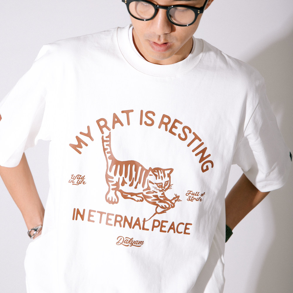 DAKYAM 2024SS Rat In Peace 猫鼠游戏印花圆领男女短袖T恤潮牌