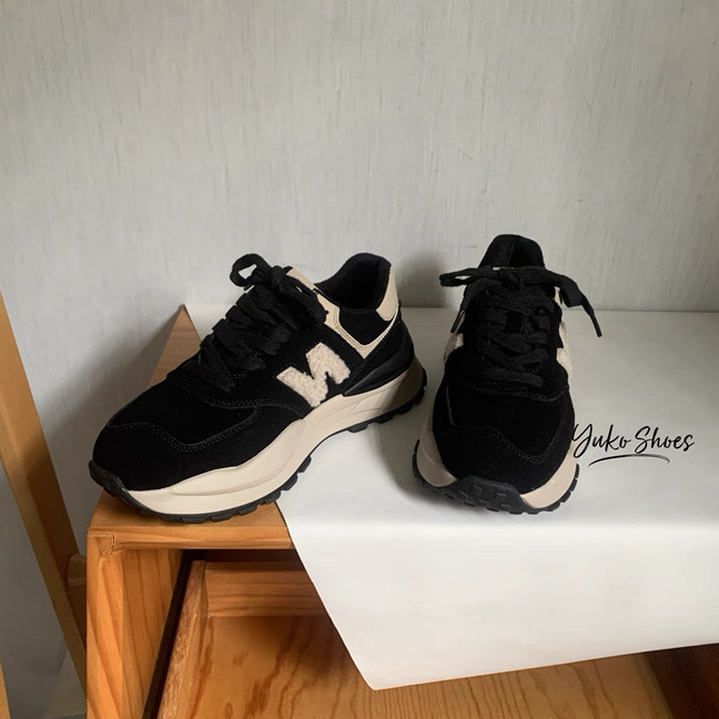 黑34#特!葡萄纯原~秋冬加绒厚底真皮~阿甘鞋N复古休闲运动老爹鞋